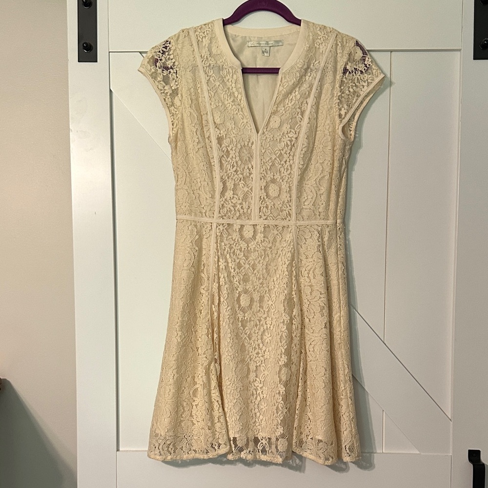 LC Lauren Conrad Cream Lace  Dress